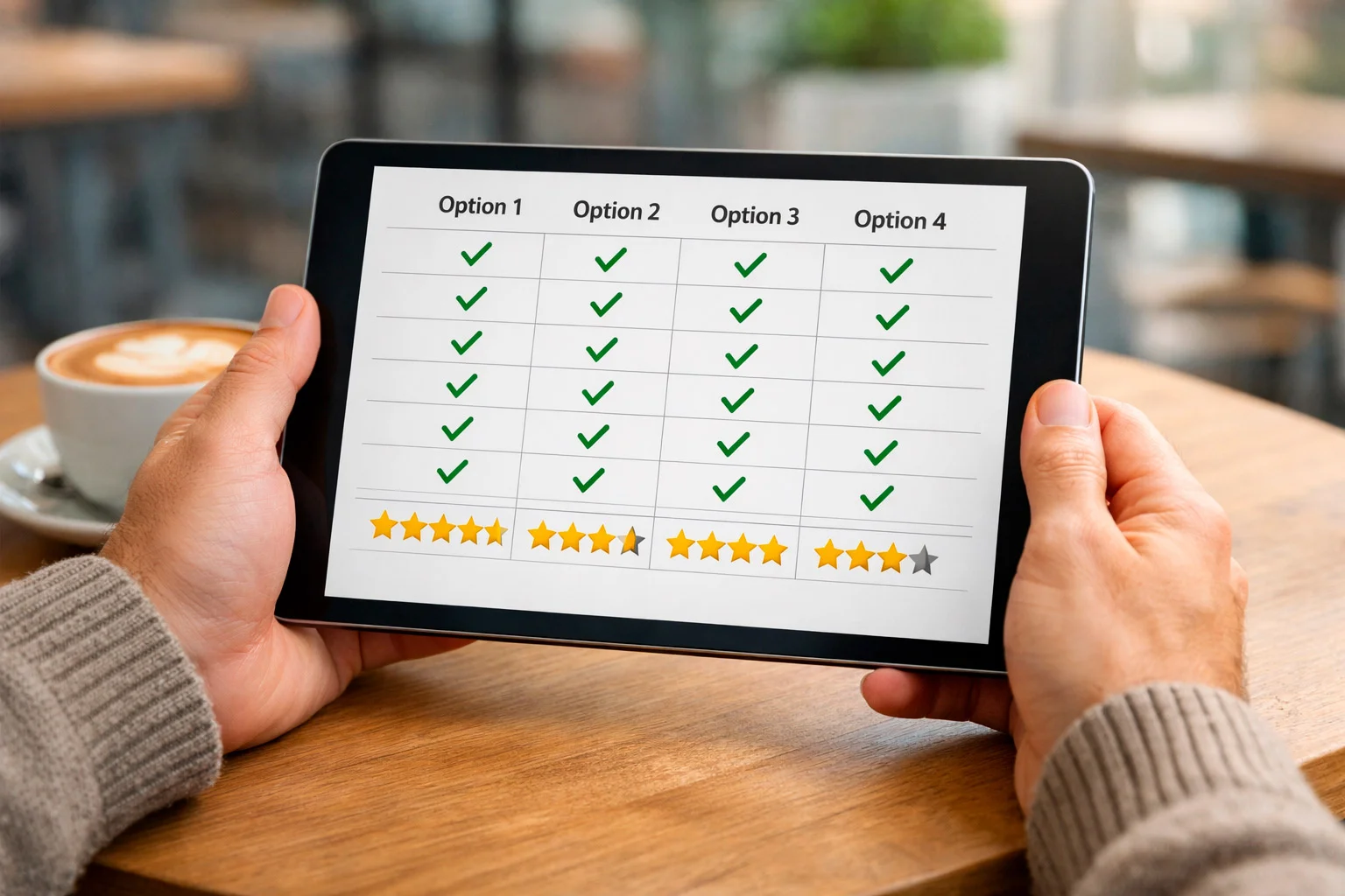 Personne comparant différentes plateformes de paris sportifs sur tablette