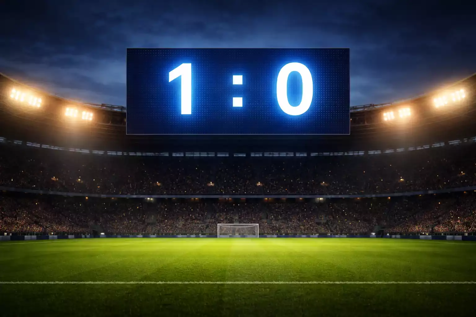 Tableau de scores de football affiché dans un stade avec des lignes de handicap visibles