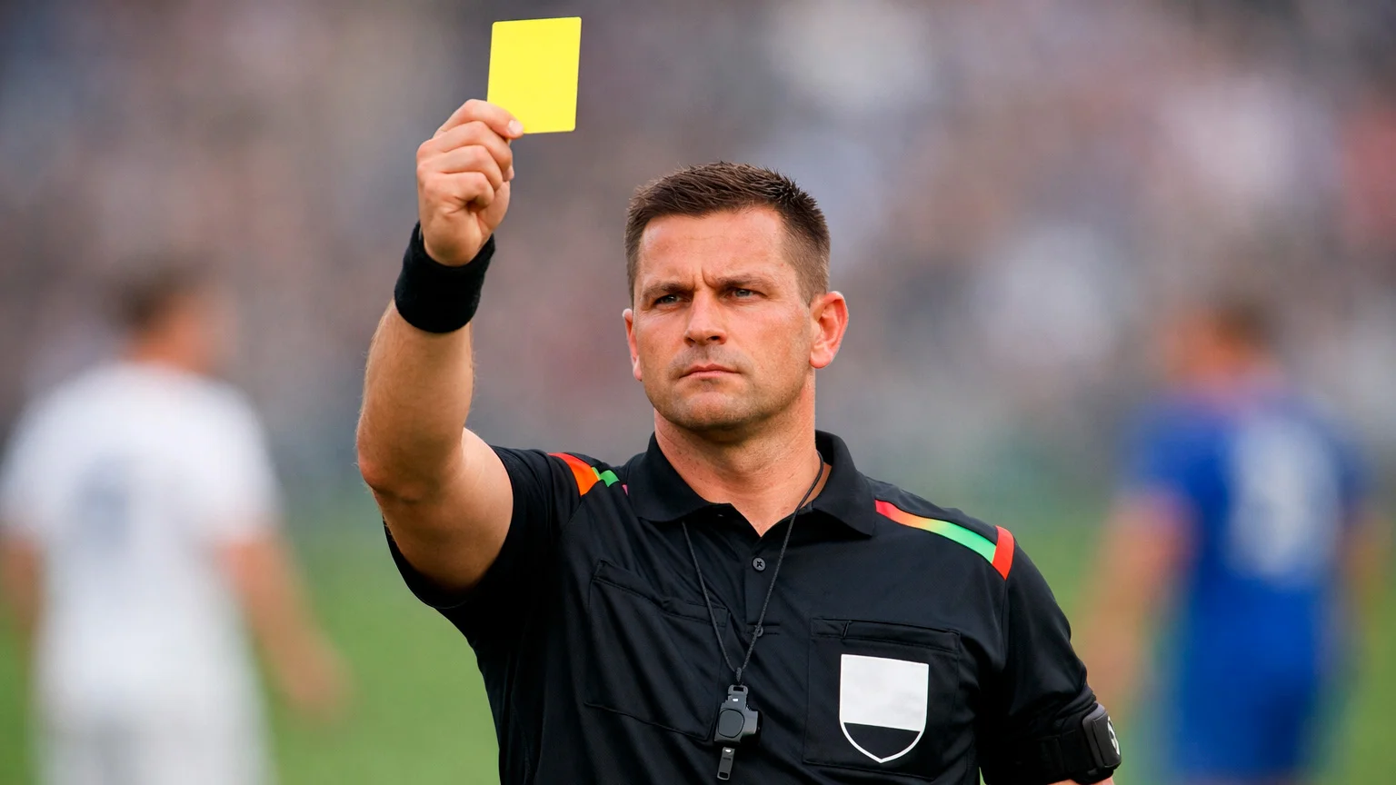 Arbitre montrant un carton lors d'un match de football