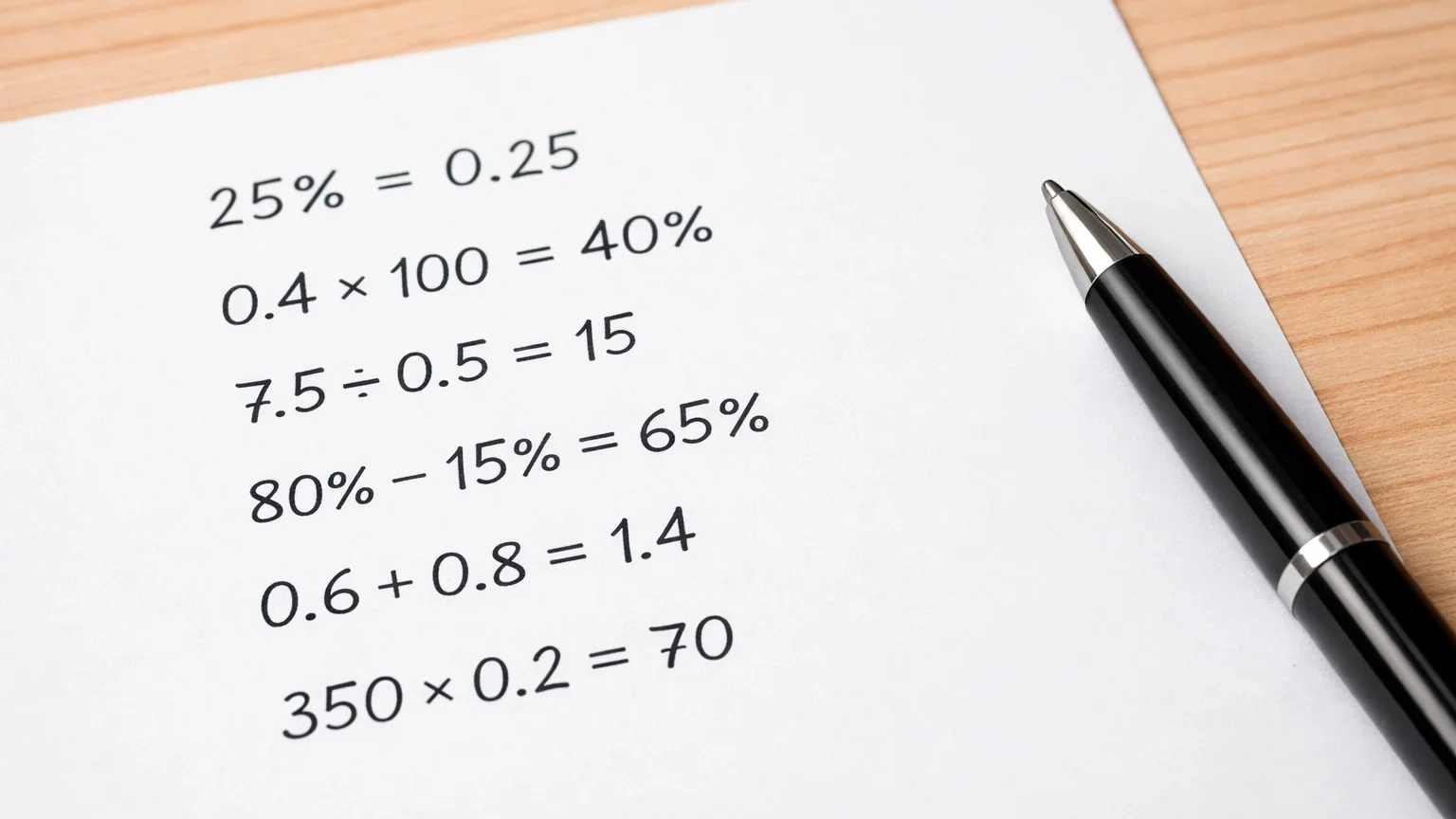 Feuille de calcul avec formules mathématiques et pourcentages