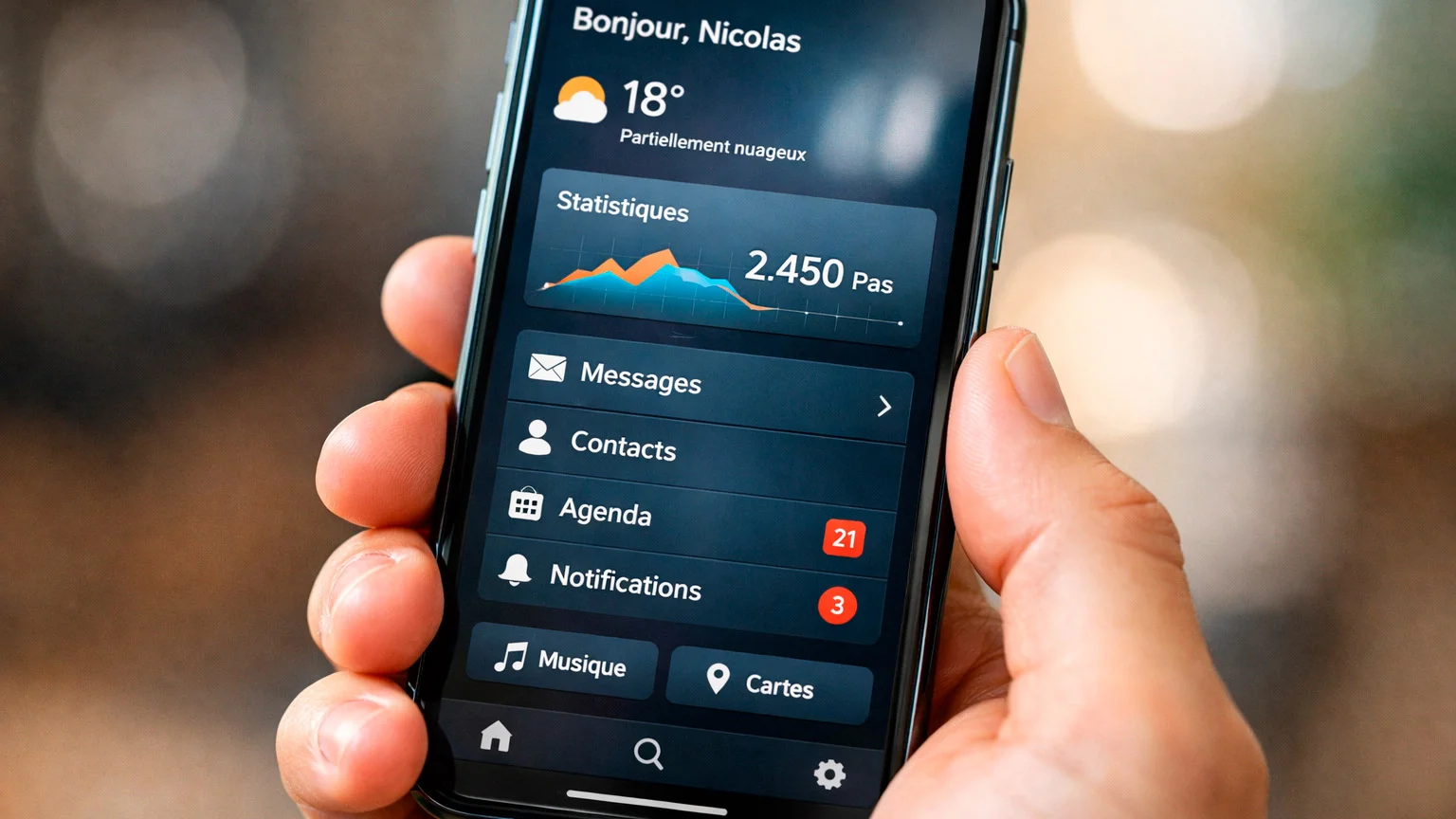 Main tenant un smartphone avec interface de paris sportifs