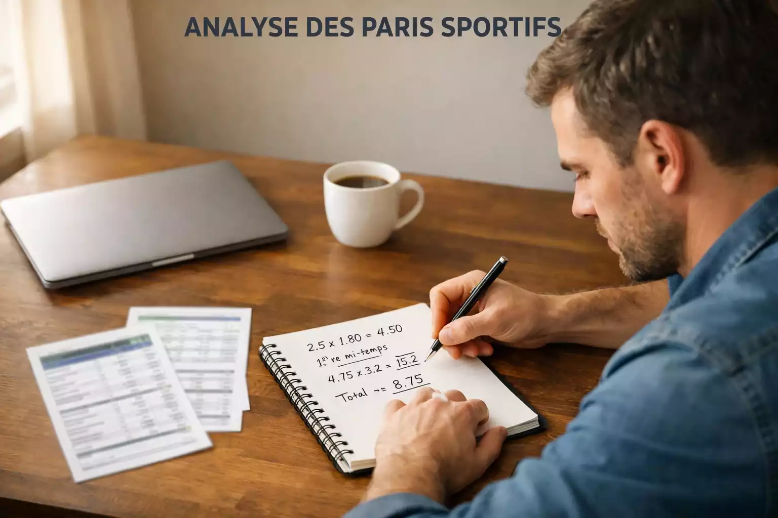 Parieur sportif calculant la mise optimale avec la méthode de Kelly sur un carnet